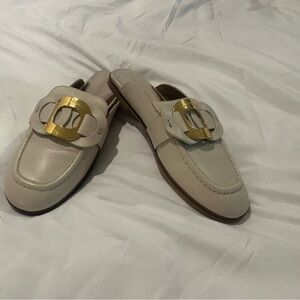 See by Chloe Cream Mules with Gold Accent